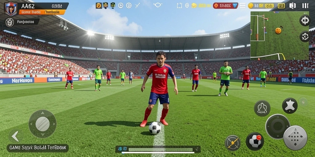 Tampilan gameplay mendebarkan dalam game sepak bola AA62.