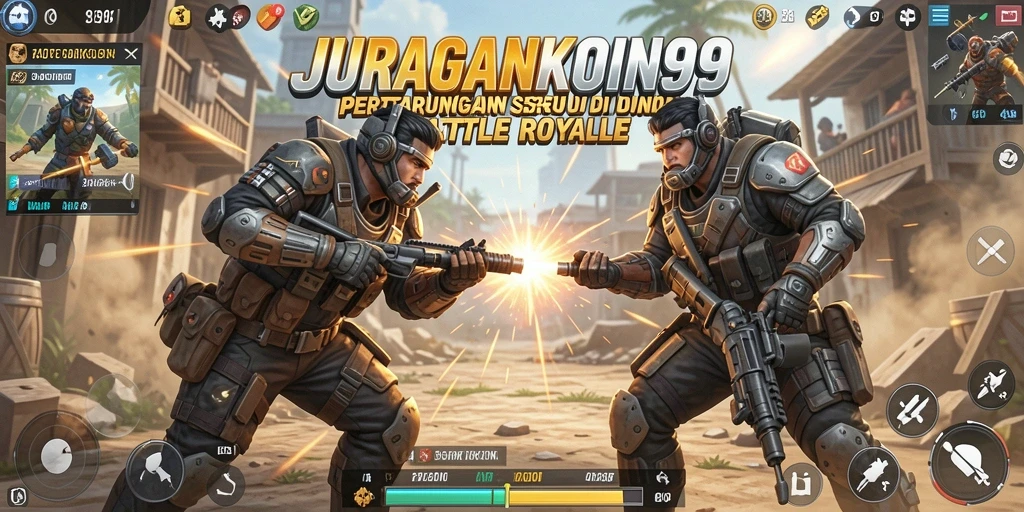 Gameplay Battle Royale yang mendebarkan dengan aksi seru.