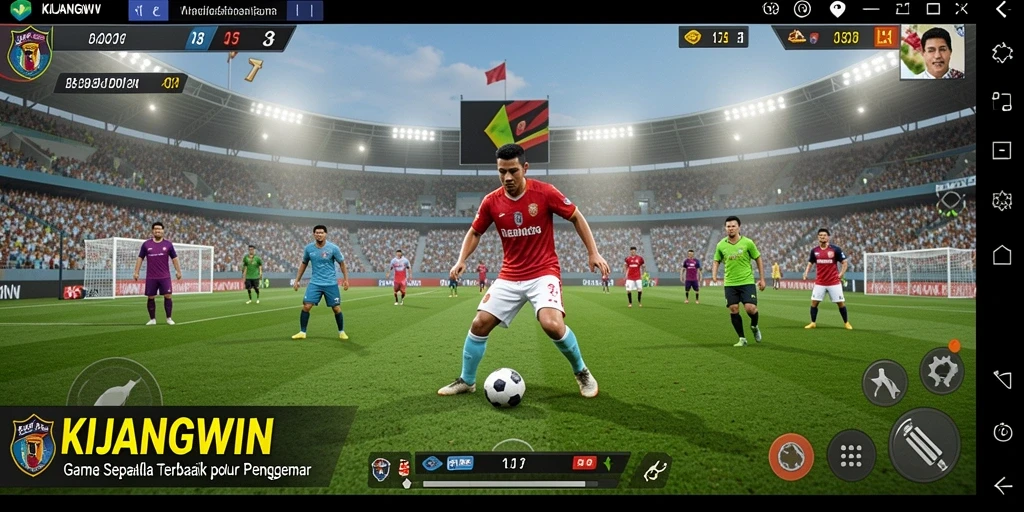 Tampilan gameplay menarik dari KIJANGWIN saat pertandingan sepak bola.