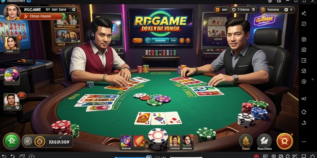 Screenshot RPGAME menampilkan aksi seru permainan Poker yang mendebarkan.